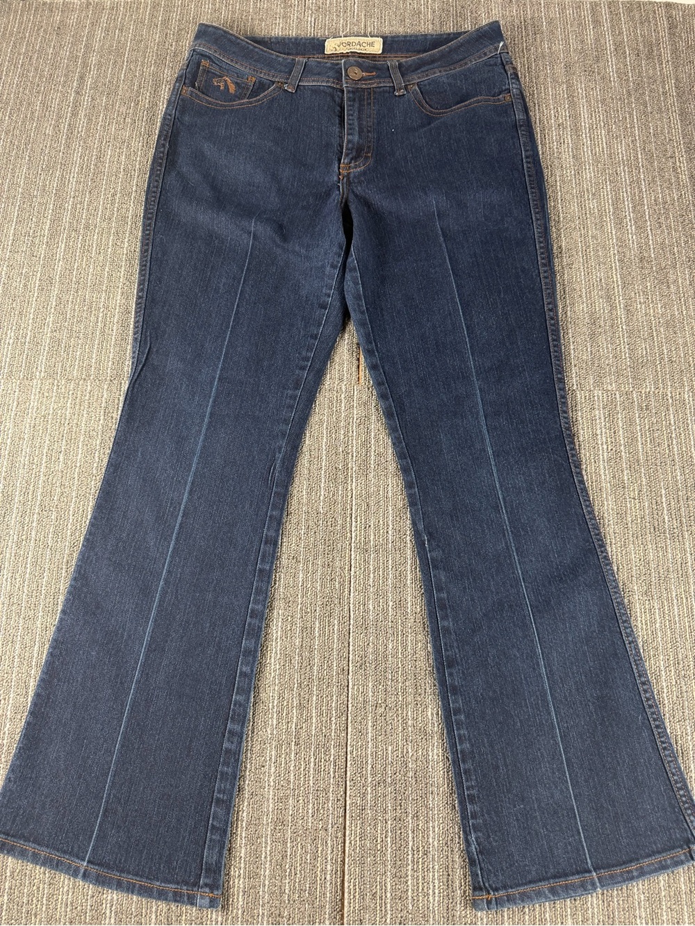 Jordache Women's  Bootcut  Jeans Mid Rise Fit With Front Leg Pin Tucks 34 /16